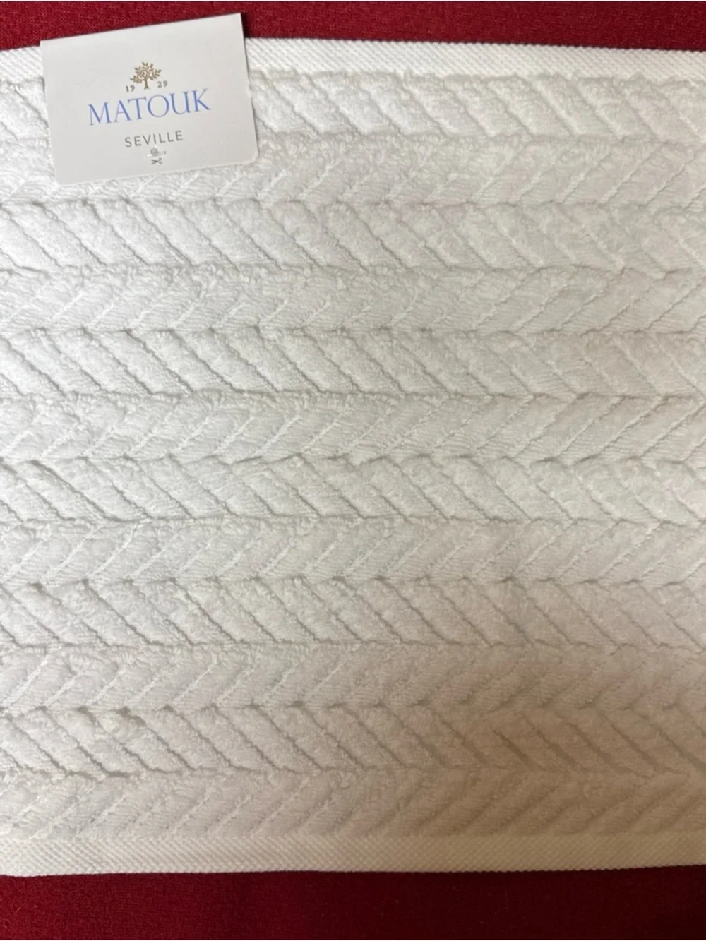 Matouk Seville 2 Pc:1 Bath Towel 1 Washcloth Bone Loose Braid Pattern Cotton NWT